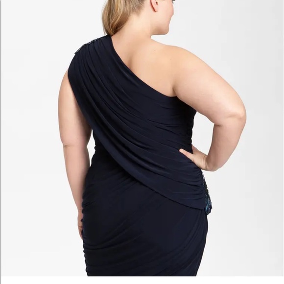 Alex Evenings Beaded One Shoulder Jersey Dress - Picture 2 of 5